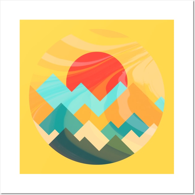 Minimalist Abstract Art #30 Geometric Mountains and Sun Rise Wall Art by Insightly Designs